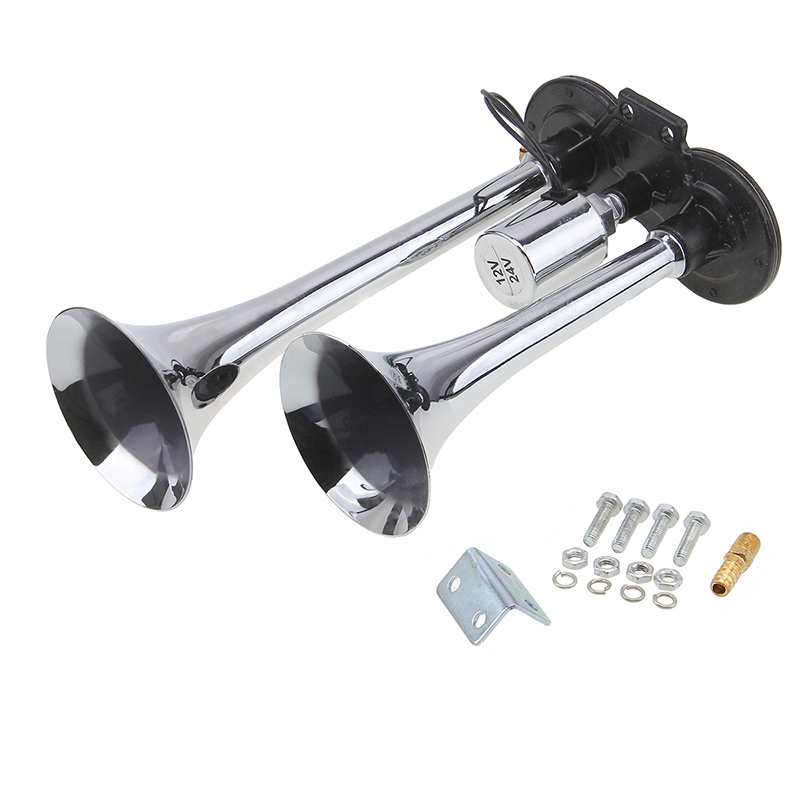 Chrome Metal Truck Air Horn Horns Train 120 Dual Trumpet Insane Super